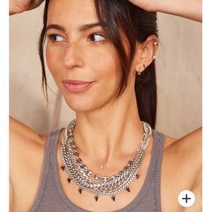 New in Box Stella & Dot Stellar Strand Bold Necklace set silver